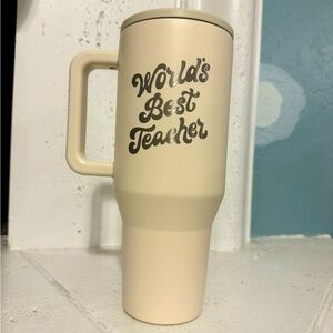 40oz Cream HydroJug Traveler with World’s Best Teacher engraving!